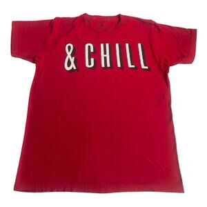 Ripple Junction (M) Red Netflix & Chill Tee Top Crew Neck Short Sleeve Cotton